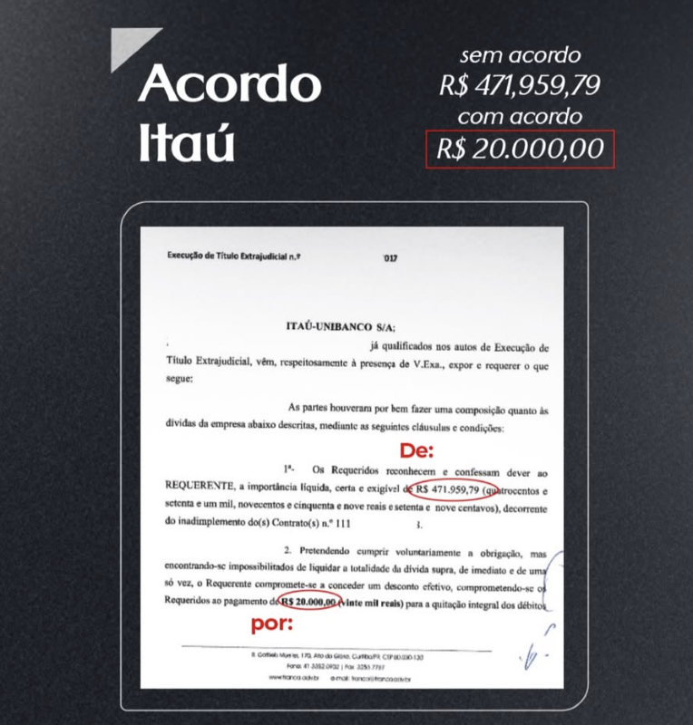 Prova real — Acordo Itaú