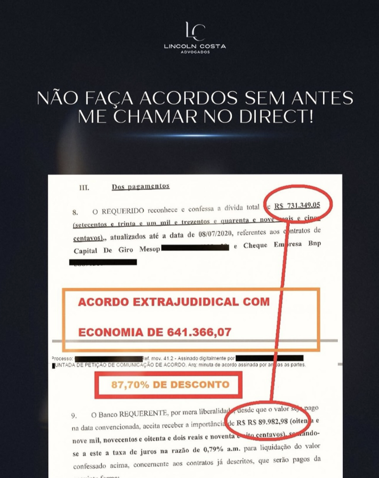 Prova real — Acordo extrajudicial