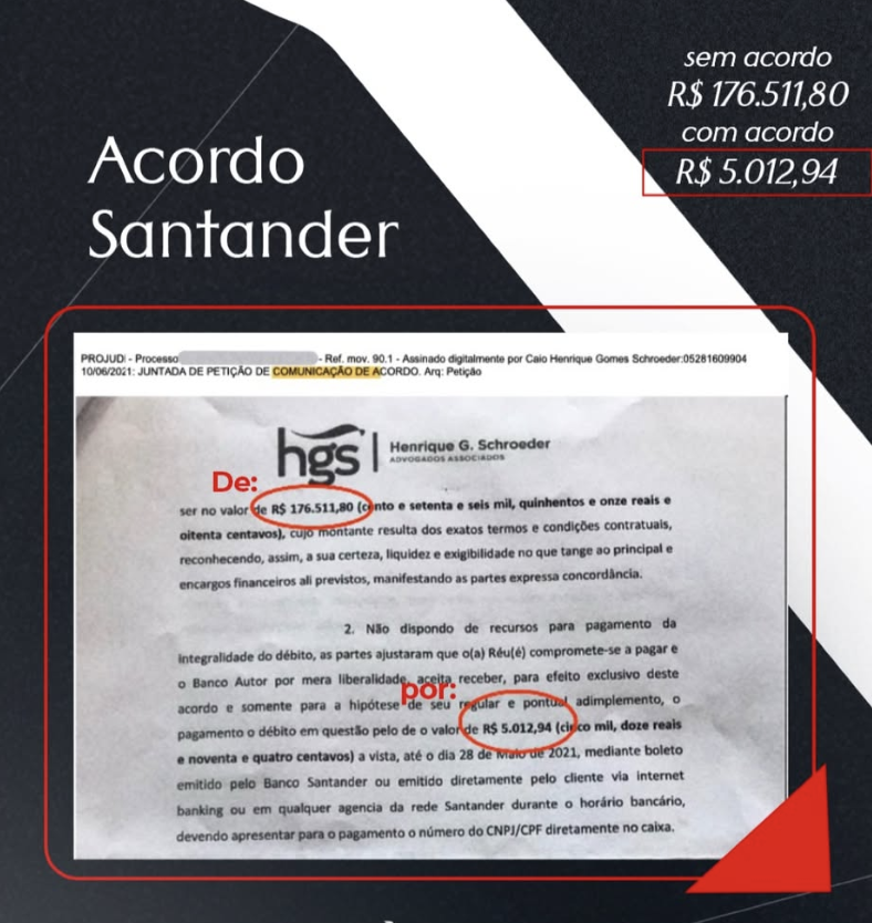 Prova real — Acordo Santander